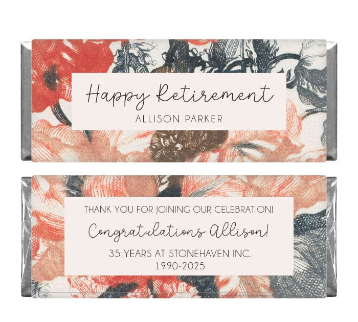 Abstract Floral Retirement Candy Bar Wrapper - RET214 Abstract Floral Retirement Candy Bar Wrapper RET214
