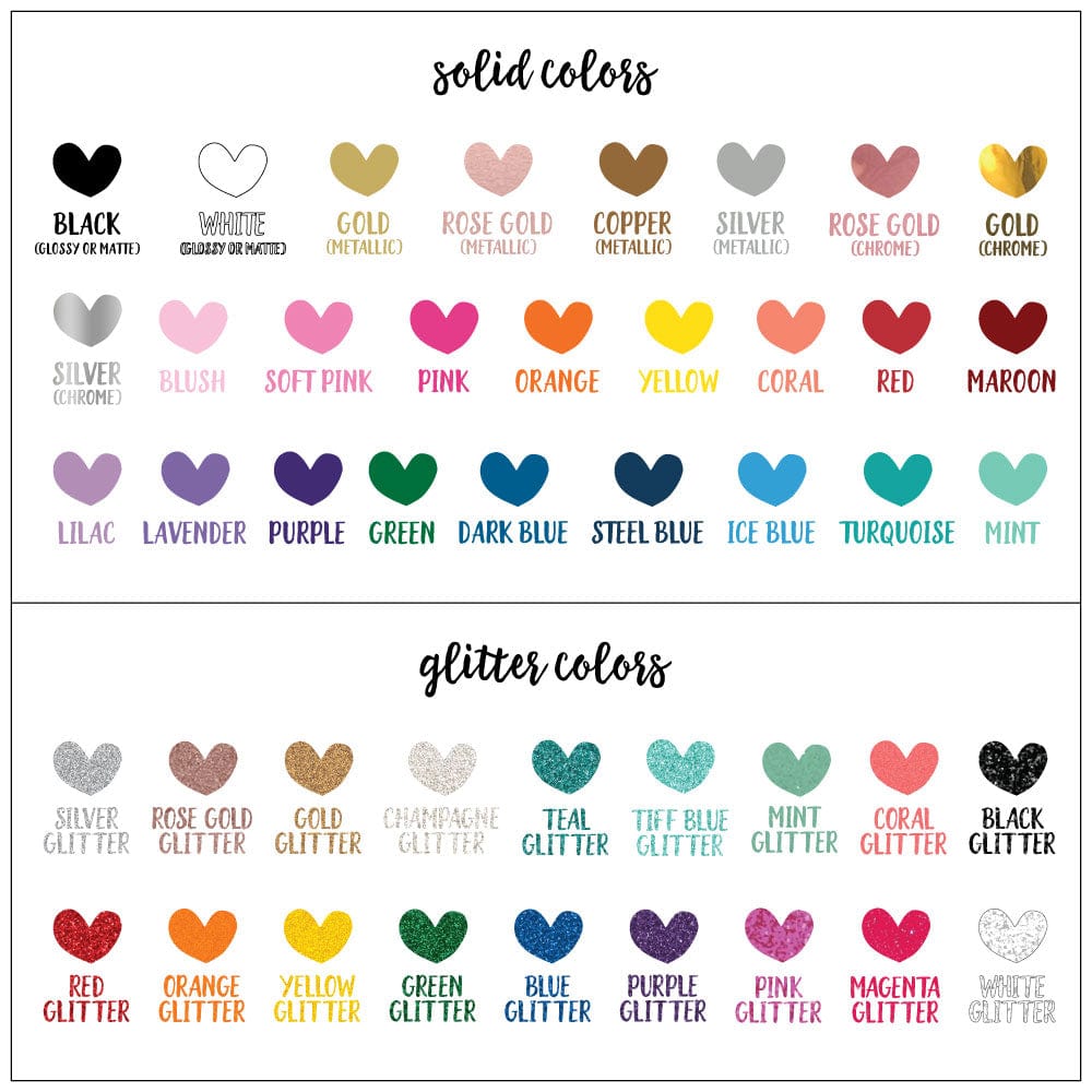 All solid and glitter vinyl colors