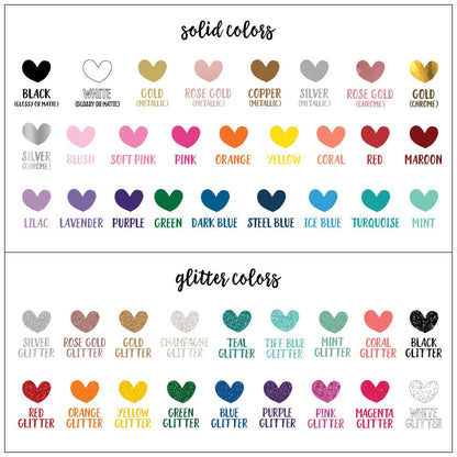 All solid and glitter vinyl colors