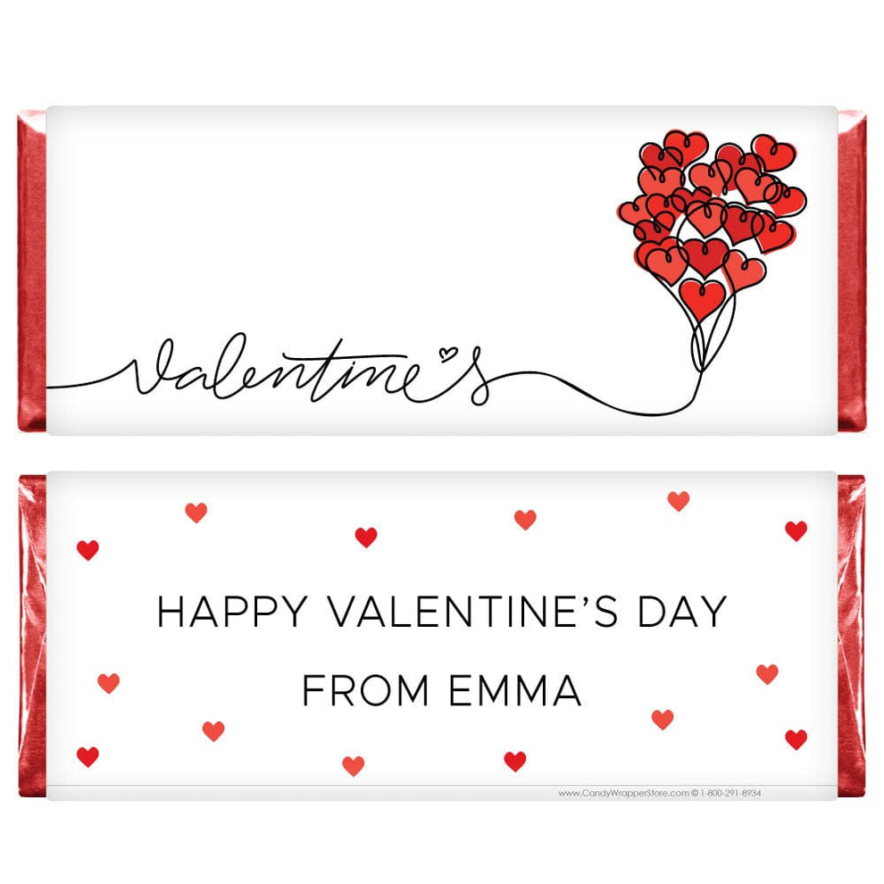 Valantine Gift Rapper Balloon Hearts Personalized Valentine's Day Candy Wrappers – Candy ...