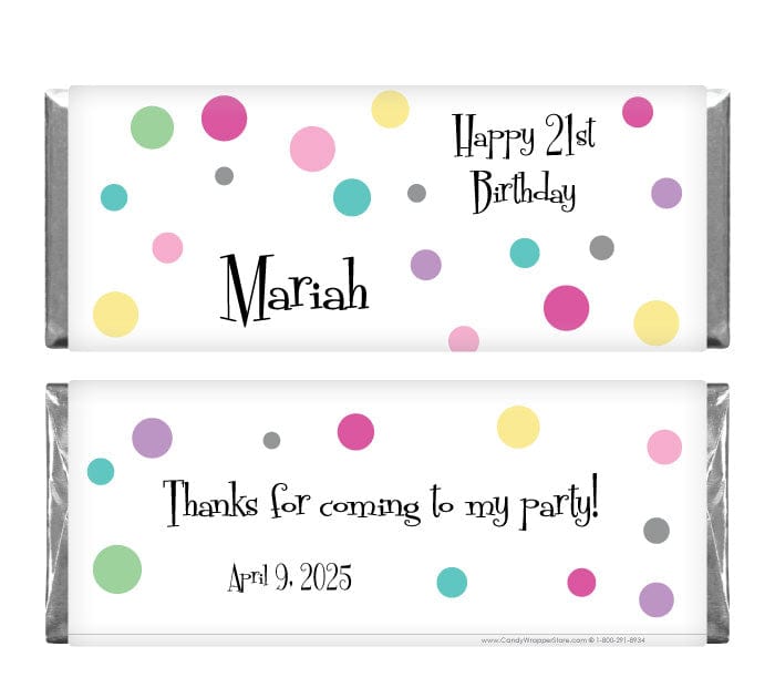 BD283 - Retro Dots Birthday Candy Bar Wrappers Retro Dots Birthday Candy Bar Wrappers Candy Wrappers BD283