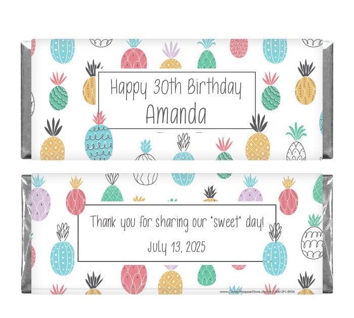 BD437 - Summer Pineapples Birthday Candy Bar Wrapper Summer Pineapples Birthday Candy Bar Wrapper Candy Wrappers BD437