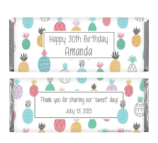 BD437 - Summer Pineapples Birthday Candy Bar Wrapper Summer Pineapples Birthday Candy Bar Wrapper Candy Wrappers BD437