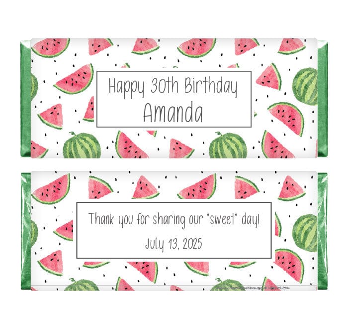 BD448 - Sweet Watermelons Birthday Candy Bar Wrapper Sweet Watermelons Birthday Candy Bar Wrapper Candy Wrappers BD448