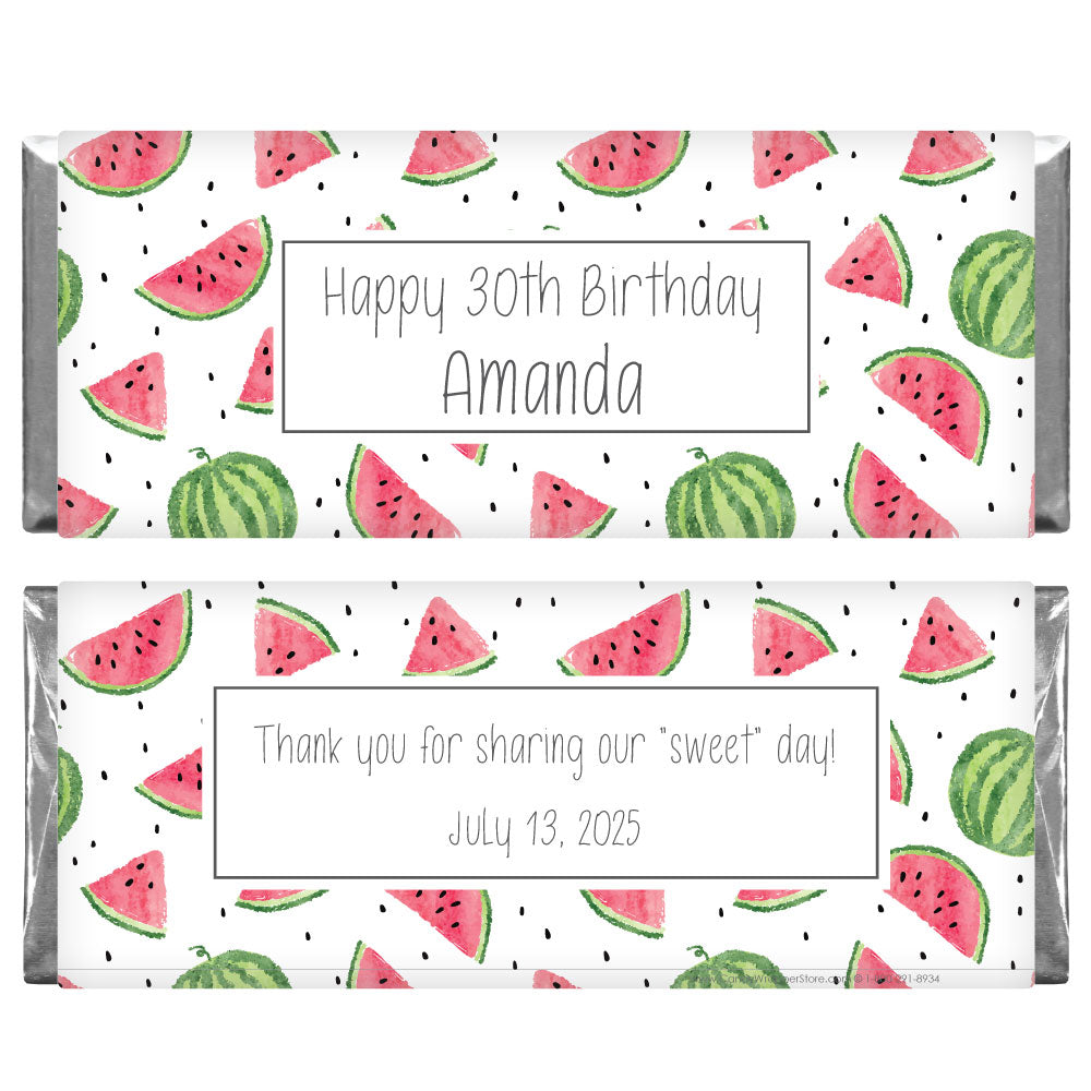 BD448 - Sweet Watermelons Birthday Candy Bar Wrapper 