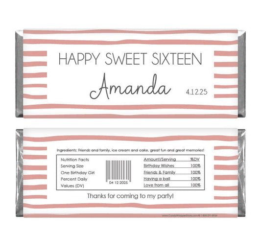 BD474 - Rose Gold Hand Drawn Lines Birthday Candy Bar Wrappers Rose Gold Hand Drawn Lines Birthday Candy Bar Wrappers Candy Wrappers BD474