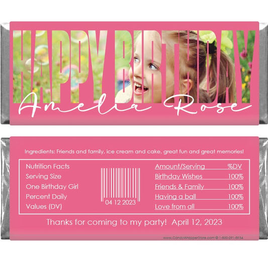 BD488 - Happy Birthday Photo Insert Candy Bar Wrappers Happy Birthday Photo Insert Candy Bar Wrappers Candy Wrappers BD488