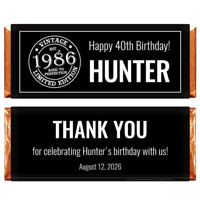 vintage-logo-birthday-candy-bar-wrapper-candy-wrapper-store for Free Printable Aged To Perfection Template Vintage Logo Birthday Candy Bar Wrapper – Candy Wrapper Store for Free Printable Aged To Perfection Template