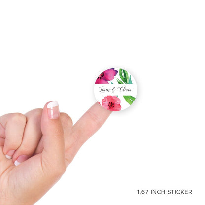 Beautiful Blooms Wedding Sticker - SWA484 Beautiful Blooms Pink and Purple with Green Leaves Wedding Sticker Stickers WA484