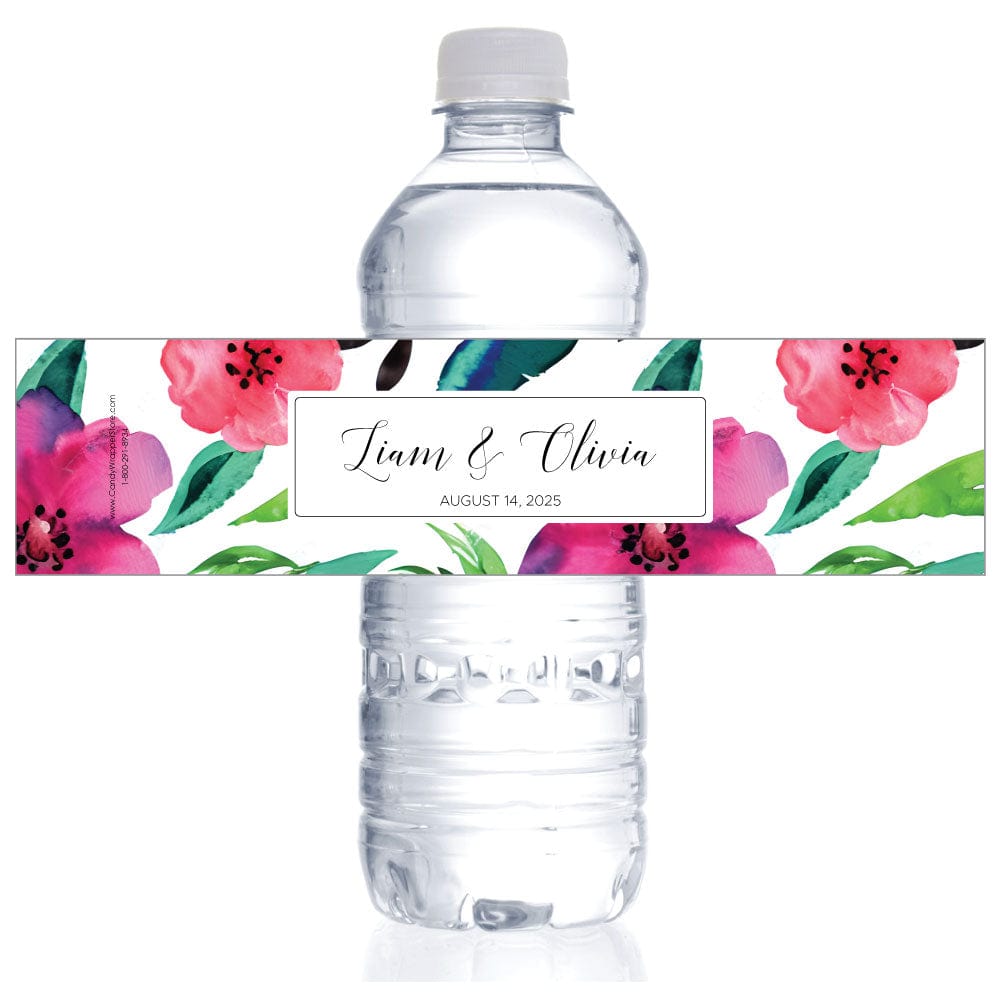 Beautiful Blooms Wedding Water Bottle Label - WBWA484 Beautiful Blooms Wedding Water Bottle Label WA484