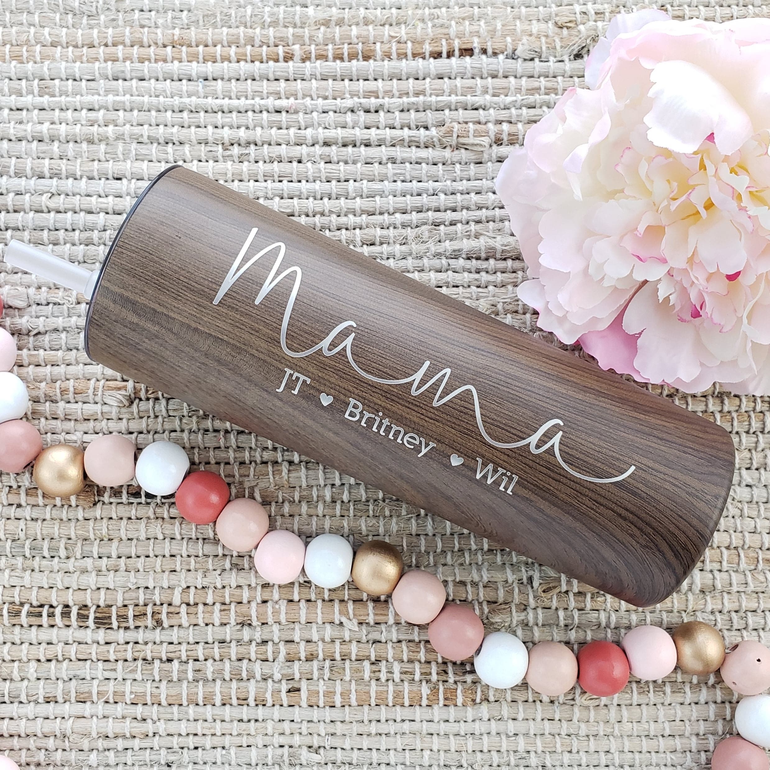 Best Seller! Laser Engraved Mama with Kids Names Tumbler – Candy