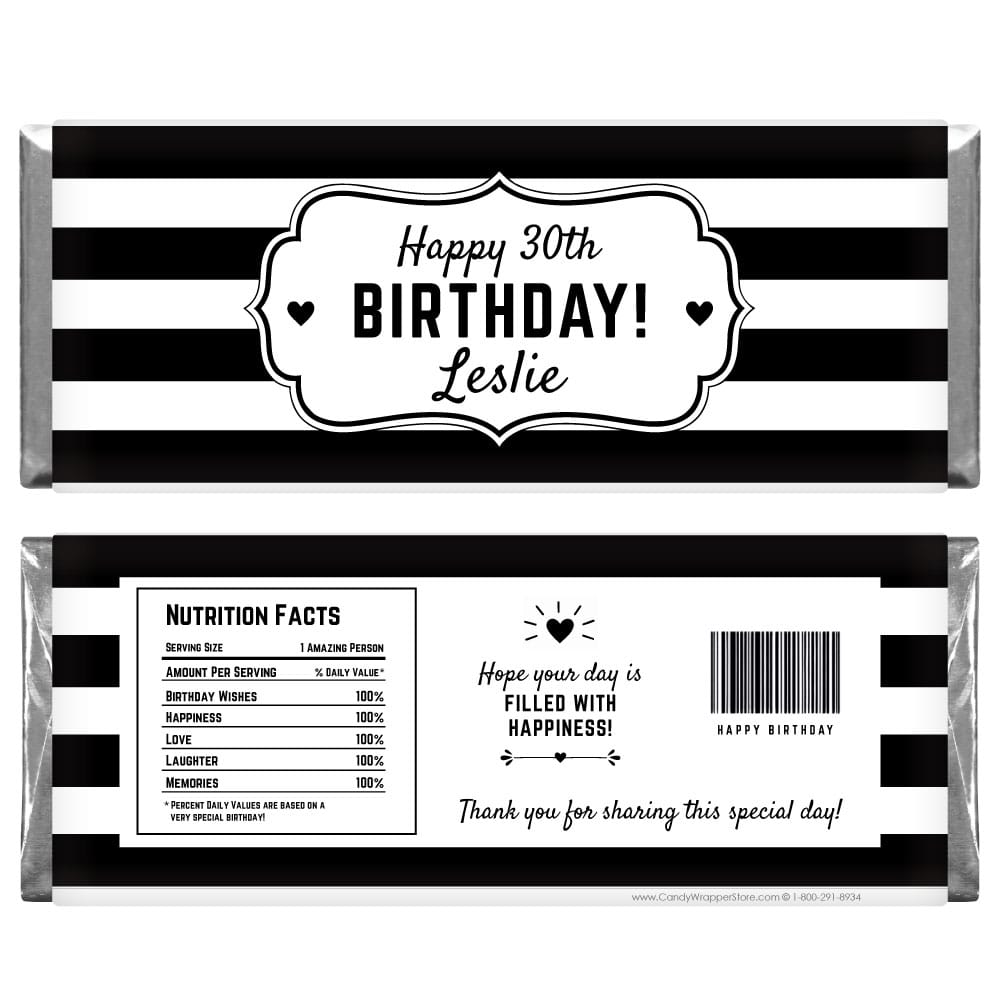 Black Stripes Birthday Candy Bar Wrapper Black Stripes Birthday Candy Bar Wrapper Candy Wrappers BD551