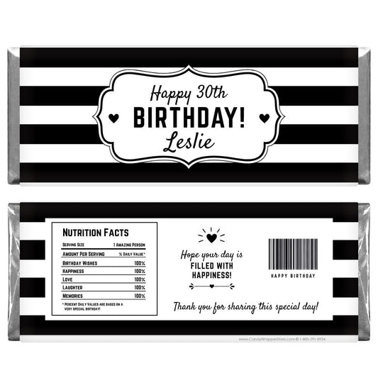 Black Stripes Birthday Candy Bar Wrapper Black Stripes Birthday Candy Bar Wrapper Candy Wrappers BD551