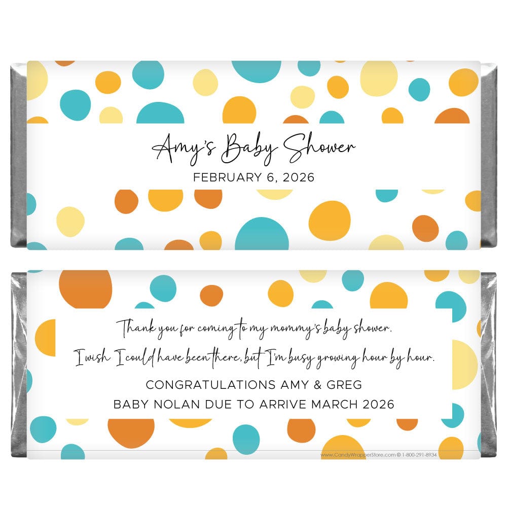 Blue and Orange Dots Baby Shower Personalized Candy Bar Wrappers Baby Shower Blue and Brown Dots Candy Bar Wrappers Baby & Toddler BS229