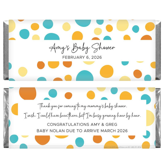 Blue and Orange Dots Baby Shower Personalized Candy Bar Wrappers Baby Shower Blue and Brown Dots Candy Bar Wrappers Baby & Toddler BS229