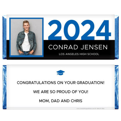 Bold Block 2024 Graduation Photo Candy Bar Wrappers - GRAD264photo Bold Block 2024 Graduation Photo Candy Bar Wrappers Candy Wrappers GRAD264