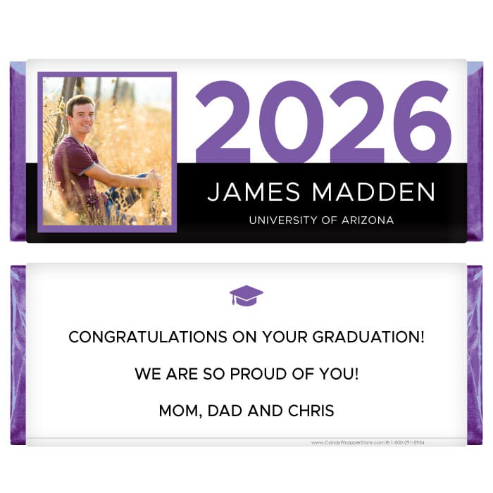 Bold Block 2026 Graduation Photo Candy Bar Wrappers Bold Block 2025 Graduation Photo Candy Bar Wrappers Candy Wrappers GRAD264