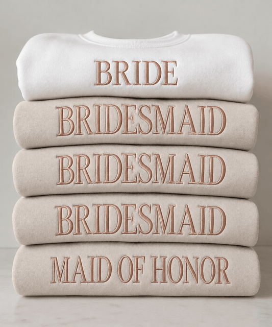 Bride & Bridesmaid Embroidered Sweatshirts Bride & Bridesmaid Embroidered Sweatshirts Shirts & Tops Shelton Shirts