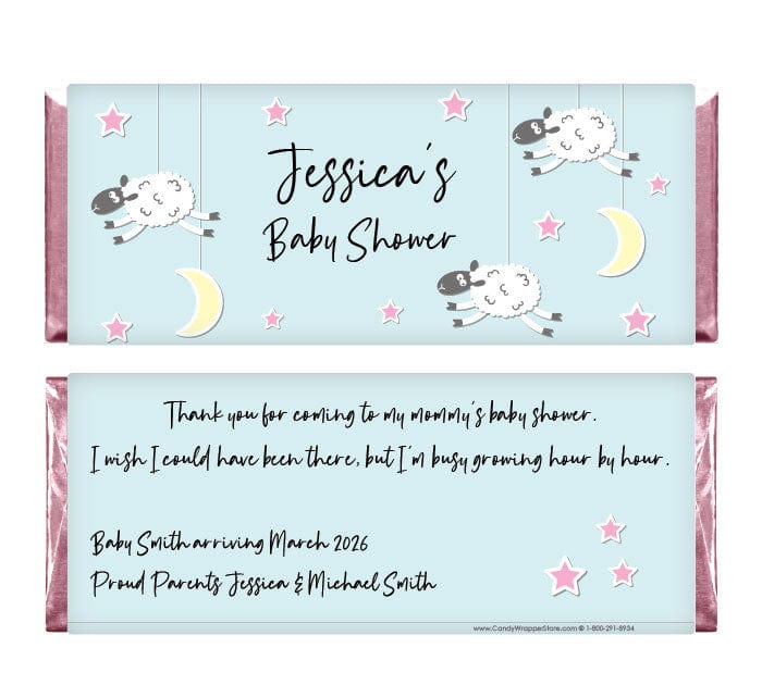 BS200g - Sheep, Moon and Stars Baby Shower Candy Bar Wrappers Baby Shower Sheep, Moon and Stars Candy Bar Wrappers Baby & Toddler BS200