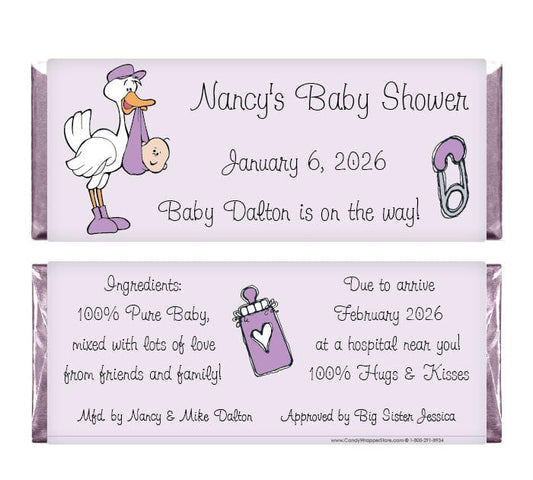 BS203a - Baby Shower Stork Candy Bar Wrappers Baby & Toddler BS203