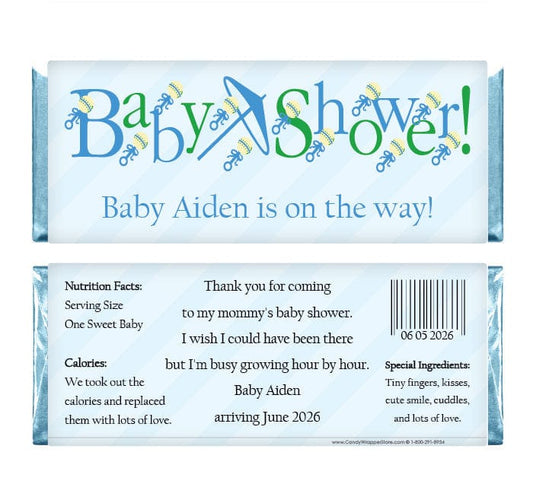 BS204b - Blue Baby Shower Candy Bar Wrappers Baby & Toddler BS204