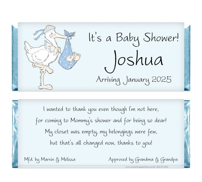 BS209BLUE - Baby Shower Blue Stork Candy Bar Wrappers Baby Shower Blue Stork Candy Bar Wrappers Baby & Toddler BS209