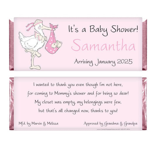 BS209PINK - Baby Shower Stork Candy Bar Wrappers Baby Shower Stork Candy Bar Wrappers Baby & Toddler BS209