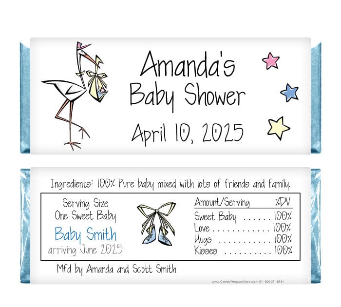 BS235 - Baby Shower Retro Stork Candy Bar Wrappers Baby Shower Retro Stork Candy Bar Wrappers Baby & Toddler BS235