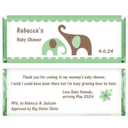 BS258 - Baby Shower Mod Elephants Candy Bar Wrappers Baby Shower Chic Elephants Candy Bar Wrappers Baby & Toddler BS258