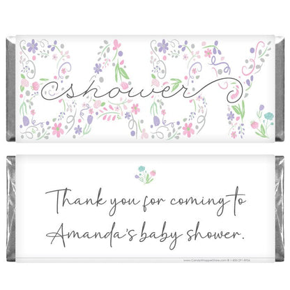 BS274 - Baby Shower Spring Floral Candy Bar Wrapper Baby Shower Spring Floral Candy Bar Wrapper Baby & Toddler BS274