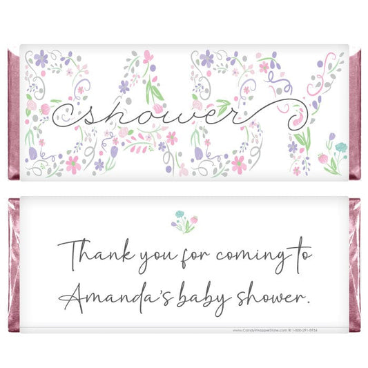 BS274 - Baby Shower Spring Floral Candy Bar Wrapper Baby Shower Spring Floral Candy Bar Wrapper Baby & Toddler BS274