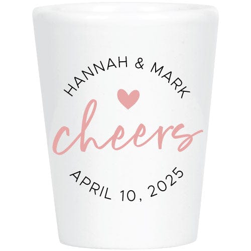 Cheers with Heart Personalized Wedding Shot Glasses Whimsy Dots Pattern White Wedding Mint Tins Candy Wrapper Store