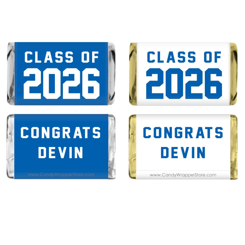 Class of 2026 Bold Athletic Graduation Miniature Candy Bar Wrappers Class of 2026 Bold Athletic Graduation Miniature Candy Bar Wrappers Party Favors grad