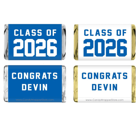 Class of 2026 Bold Athletic Graduation Miniature Candy Bar Wrappers Class of 2026 Bold Athletic Graduation Miniature Candy Bar Wrappers Party Favors grad
