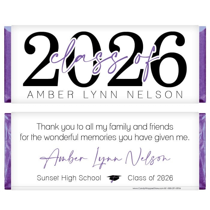 Class of 2026 Script Graduation Candy Bar Wrappers Class of 2025 Script Graduation Candy Bar Wrappers Candy Wrappers Grad440