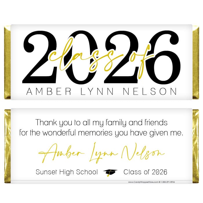 Class of 2026 Script Graduation Candy Bar Wrappers Class of 2025 Script Graduation Candy Bar Wrappers Candy Wrappers Grad440