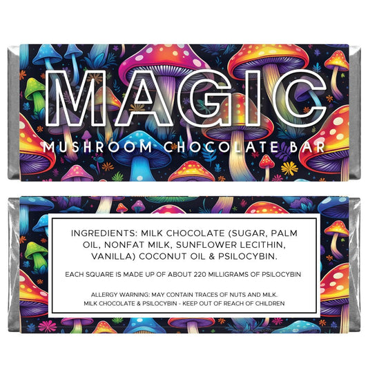 Colorful Magic Mushroom Chocolate Bar Wrapper and Foil - MUSH202 Mushroom Chocolate Bar Wrapper and Foil Candy & Chocolate cannabis
