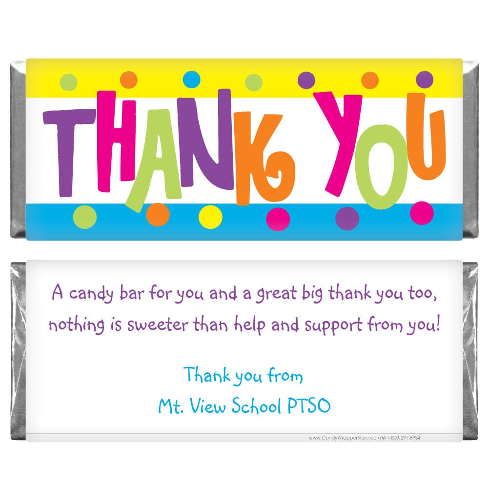 Colorful Thank You Candy Bar Wrapper - TY200 Colorful Thank You Candy Bar Wrapper TY200