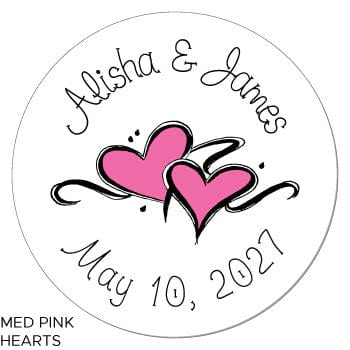 Double Hearts Wedding Stickers Double Hearts Stickers Wedding Favors WA1