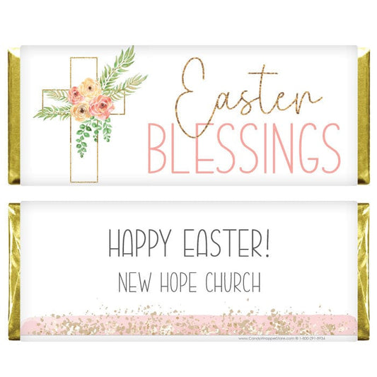 Easter Blessings Floral Cross Candy Wrappers - EASTER218 Peeking Bunnies Easter Candy Wrappers Seasonal & Holiday Decorations EASTER218