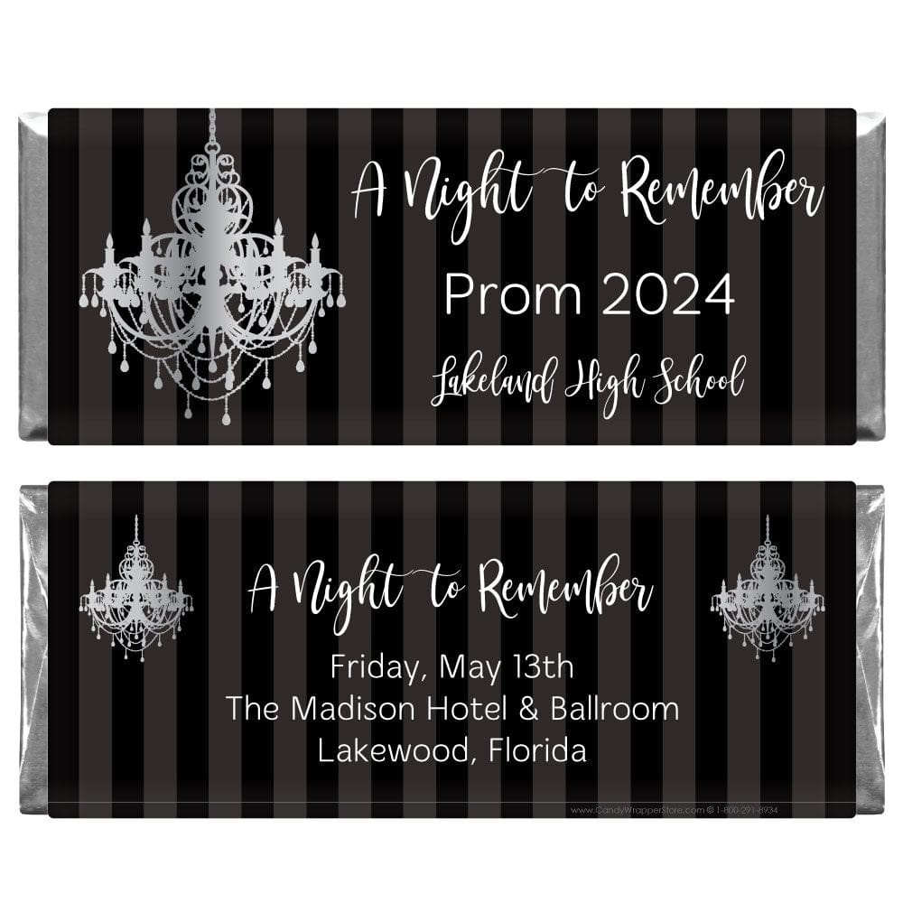 Elegant Black and Silver Chandelier Prom Wrapper Elegant A Night to Remember Chandelier Prom Candy Wrapper Party Favors Prom