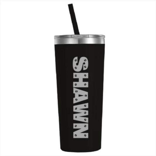 Engraved Black Tumbler with Stainless Screw Font Engraved Black Tumbler with Stainless Screw Font Candy Wrapper Store