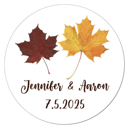 Fall Maple Leaves Wedding Stickers - SWA21 Fall Maple Leaves Wedding Stickers WA21