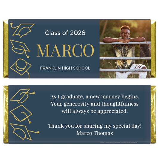 Falling Graduation Hats with Photo Candy Bar Wrappers Falling Graduation Hats with Photo Candy Bar Wrappers Candy Wrappers GRAD259