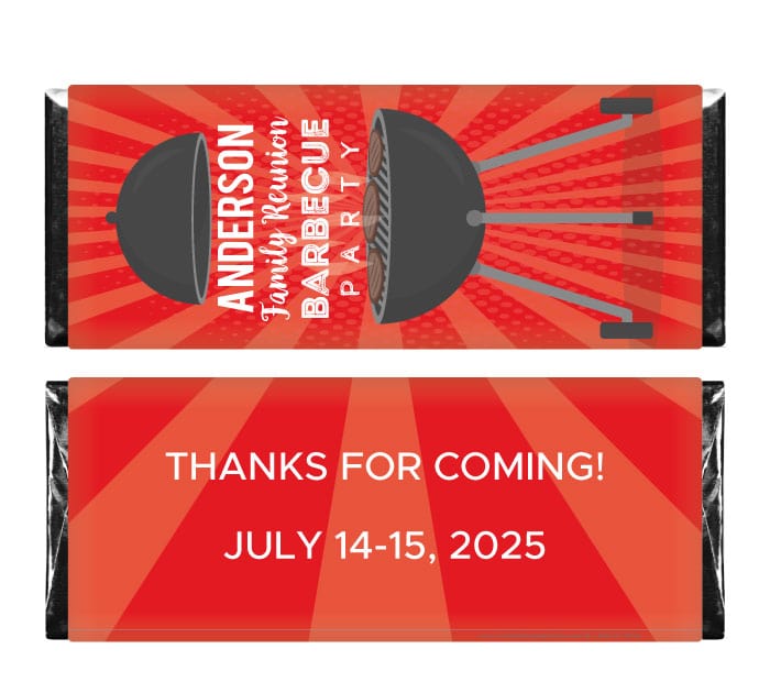 FAM202 - Barbecue Family Reunion Candy Bar Wrapper Barbecue Family Reunion Candy Bar Wrapper Party Favors FAM202