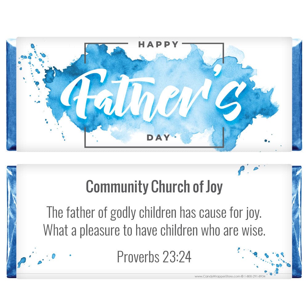 Father's Day Watercolor Splash Candy Bar Wrapper Party Favors FD225