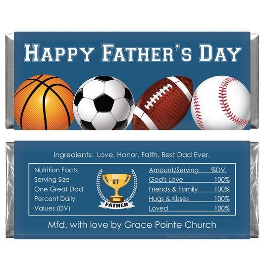 Fathers Day Sports Theme Candy Bar Wrapper Party Favors FD218