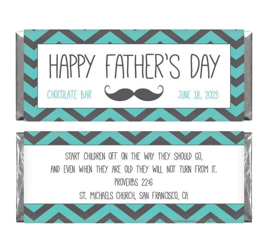 FD216 - Father's Day Chevron Zig Zag with Mustache Candy Bar Wrapper Father's Day Chevron Zig Zag Candy Bar Wrapper Party Favors FD216