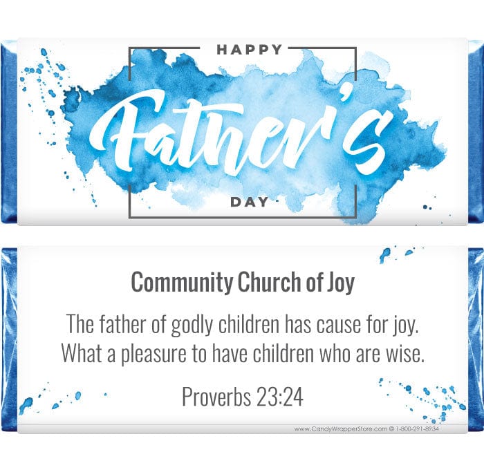 FD225 - Father's Day Watercolor Splash Candy Bar Wrapper Father's Day Watercolor Splash Candy Bar Wrapper Party Favors FD225