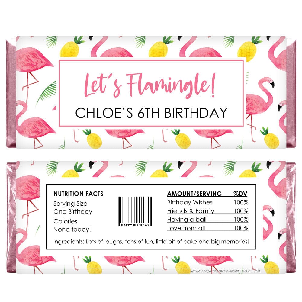 Flamingos and Pineapples Birthday Candy Bar Wrapper Candy Wrappers BD511